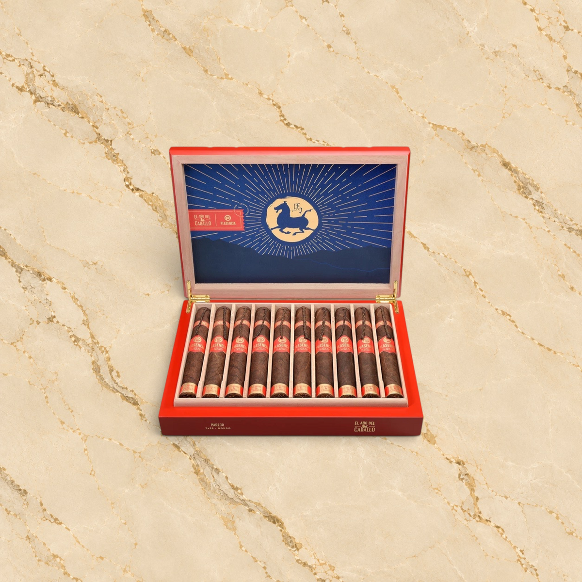 Arcadia Cigars Church Street Plasencia Year of the Horse 2026 limited edition cigar box with ten Parejo Gordo cigars.
