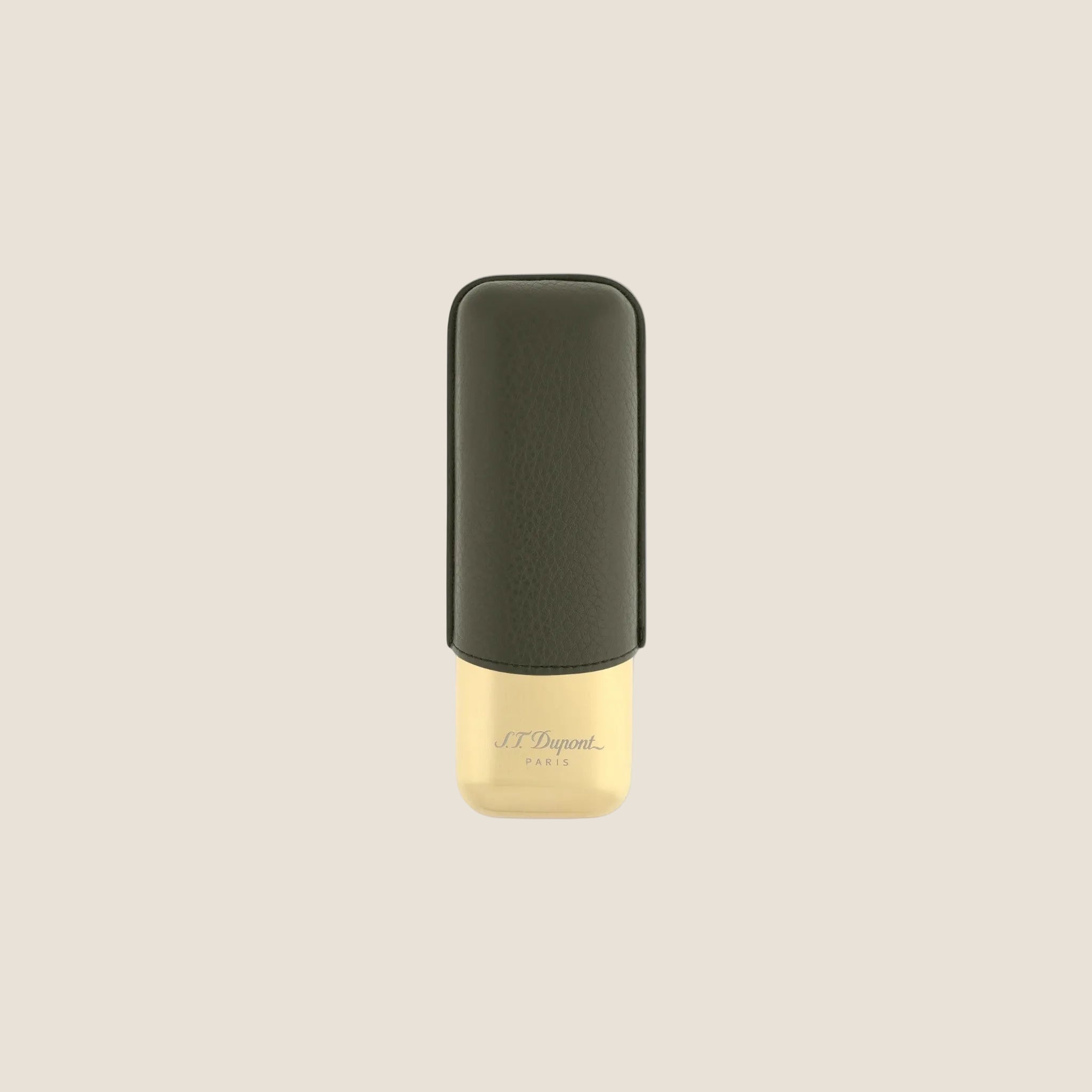 S.T. Dupont  Leather 2 Cigar Case Khaki